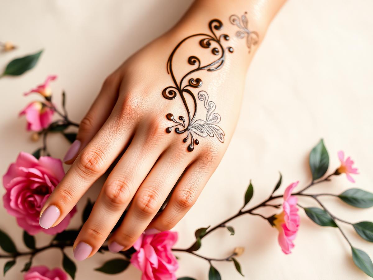 Bold Arabic mehendi floral design on a woman's hand